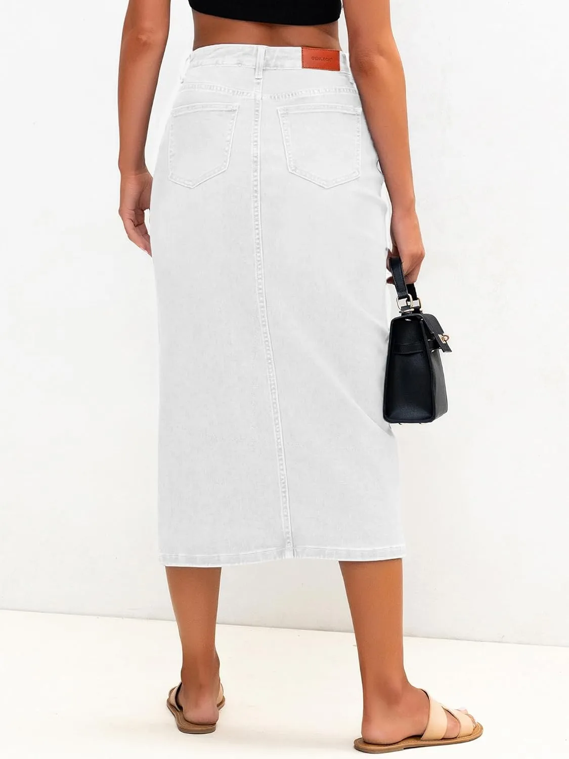 Genleck Women Denim Maxi Skirt Casual High Waist Jean Skirts with Side Split 2025