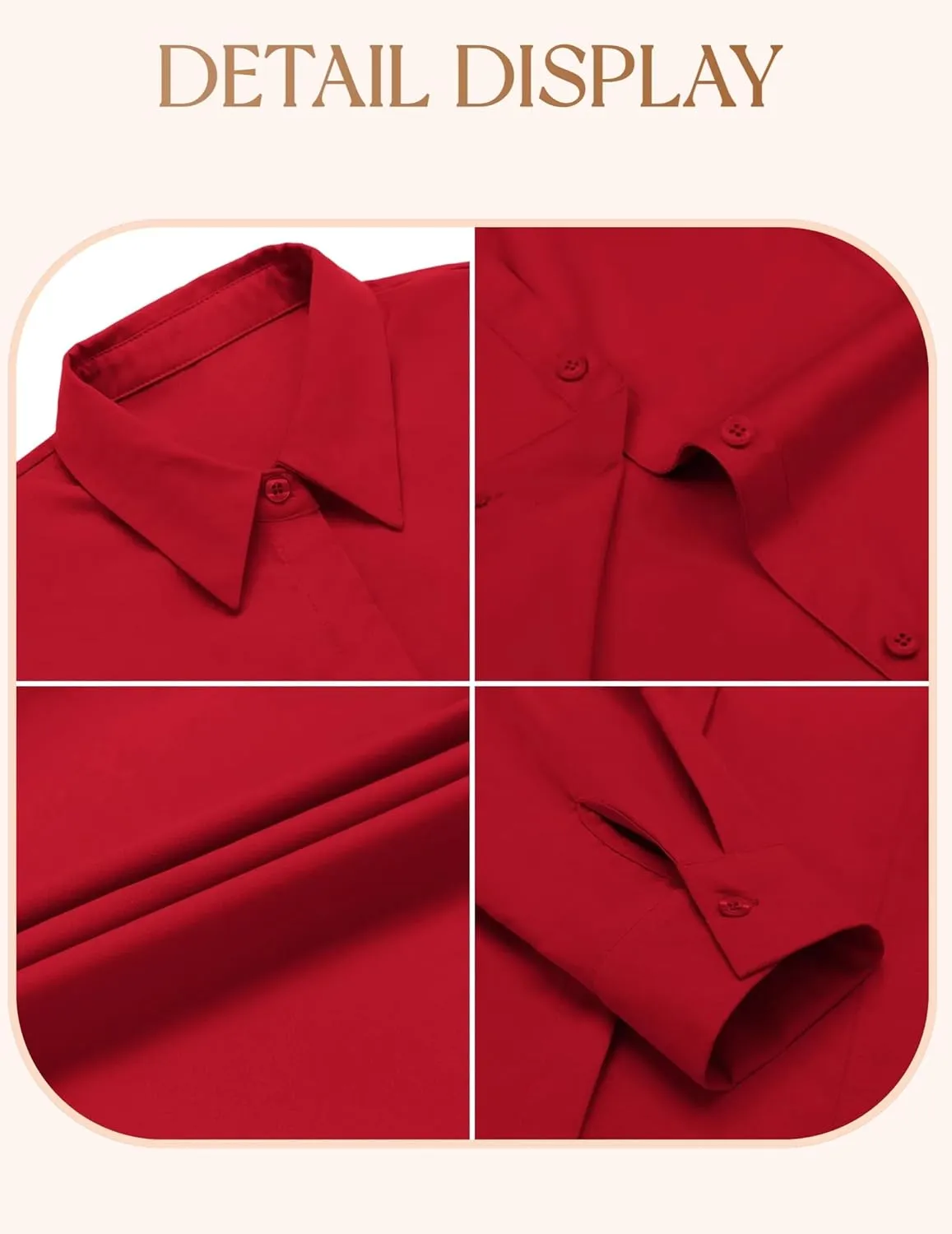 IN'VOLAND Women's Plus Size Button Down Shirts Long Sleeve Collared Casual Shirt Office Work Blouse Tops