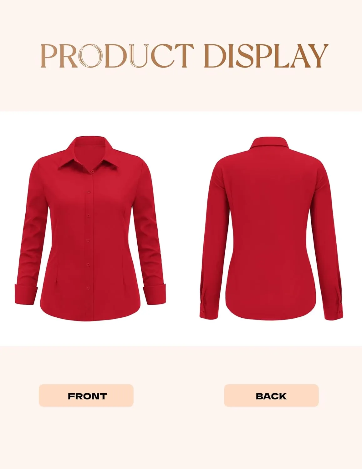 IN'VOLAND Women's Plus Size Button Down Shirts Long Sleeve Collared Casual Shirt Office Work Blouse Tops