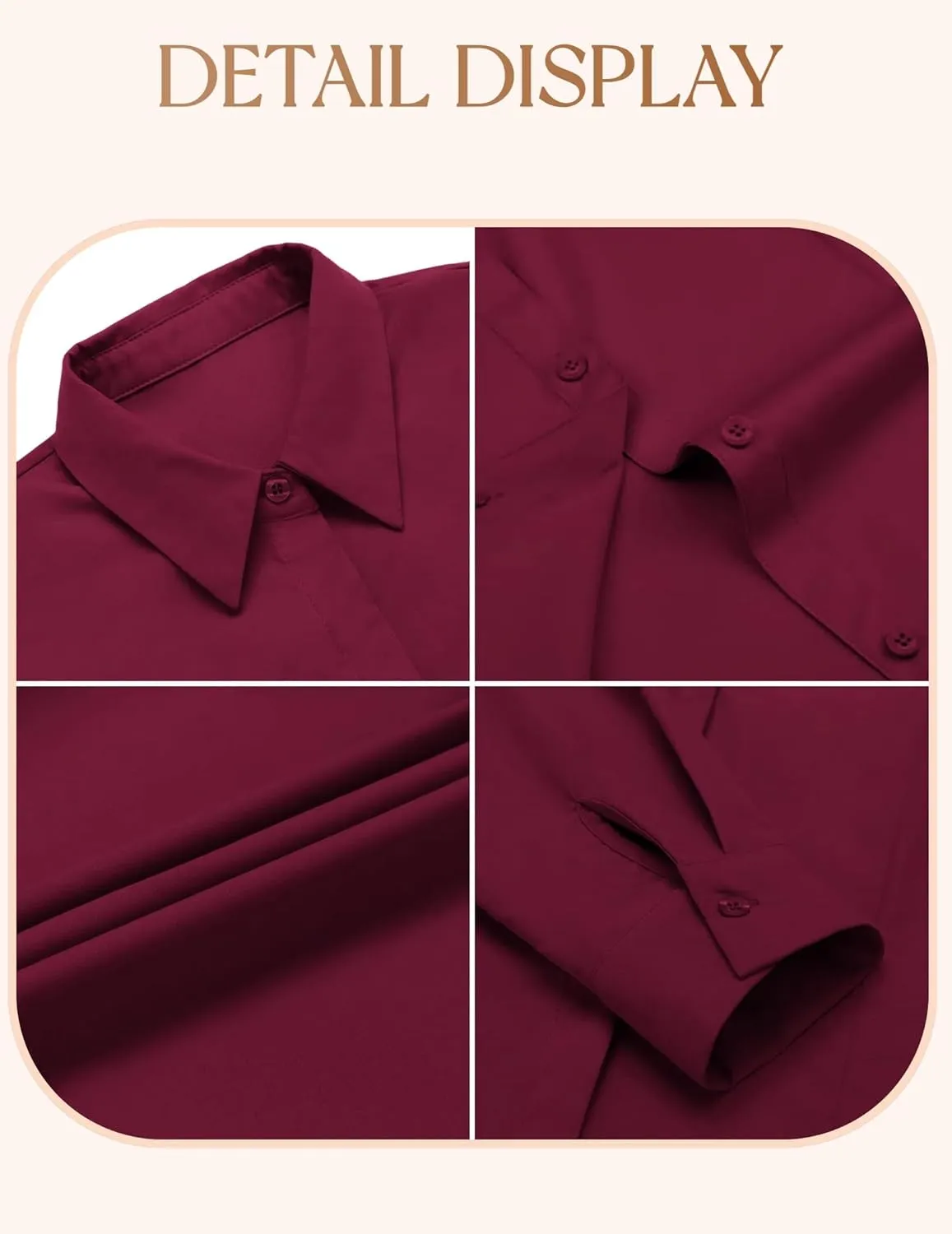 IN'VOLAND Women's Plus Size Button Down Shirts Long Sleeve Collared Casual Shirt Office Work Blouse Tops