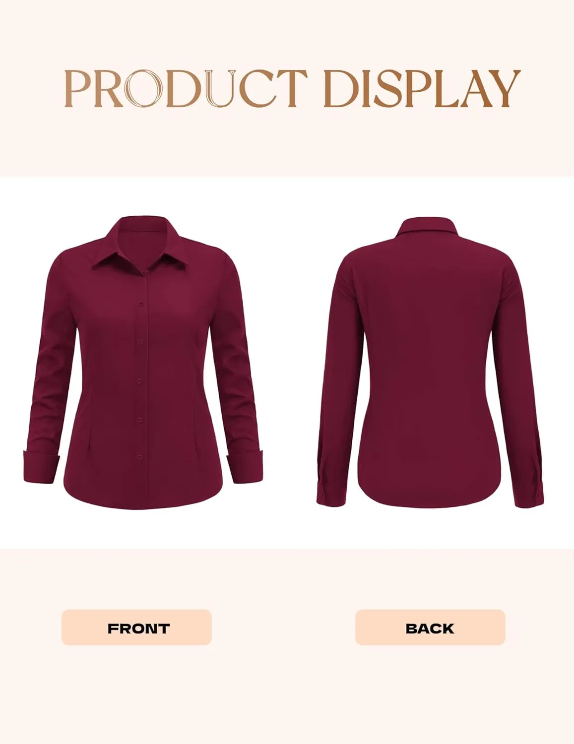 IN'VOLAND Women's Plus Size Button Down Shirts Long Sleeve Collared Casual Shirt Office Work Blouse Tops