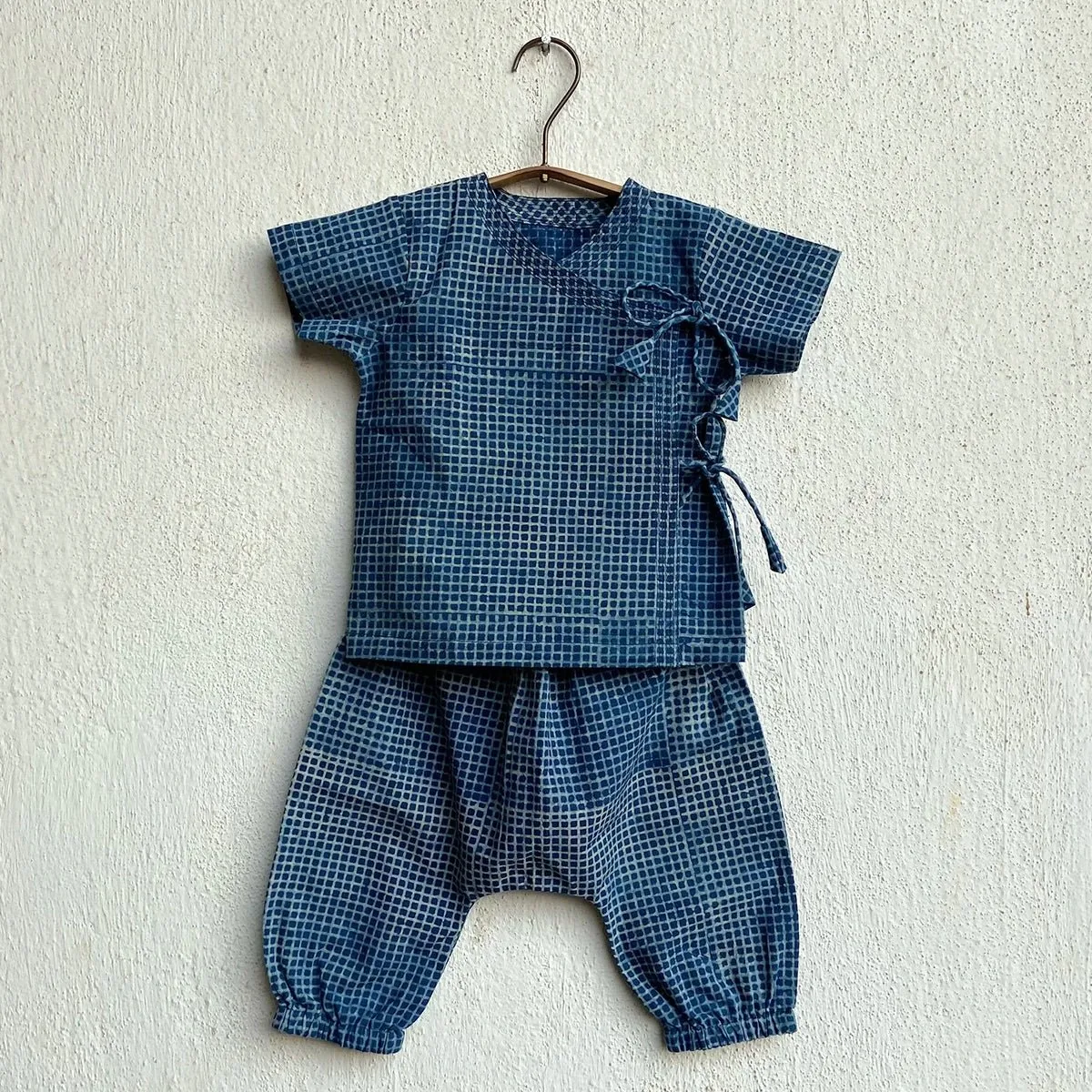 Kids Unisex Organic Cotton Zoo Bag- Yellow Jhabla, Angarakha and Pants