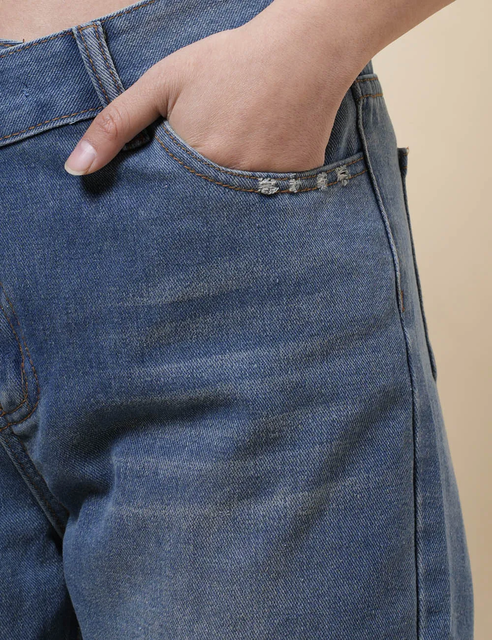 Ladies Mid Rise Jeans Stright Leg Denim Pants SKP41038