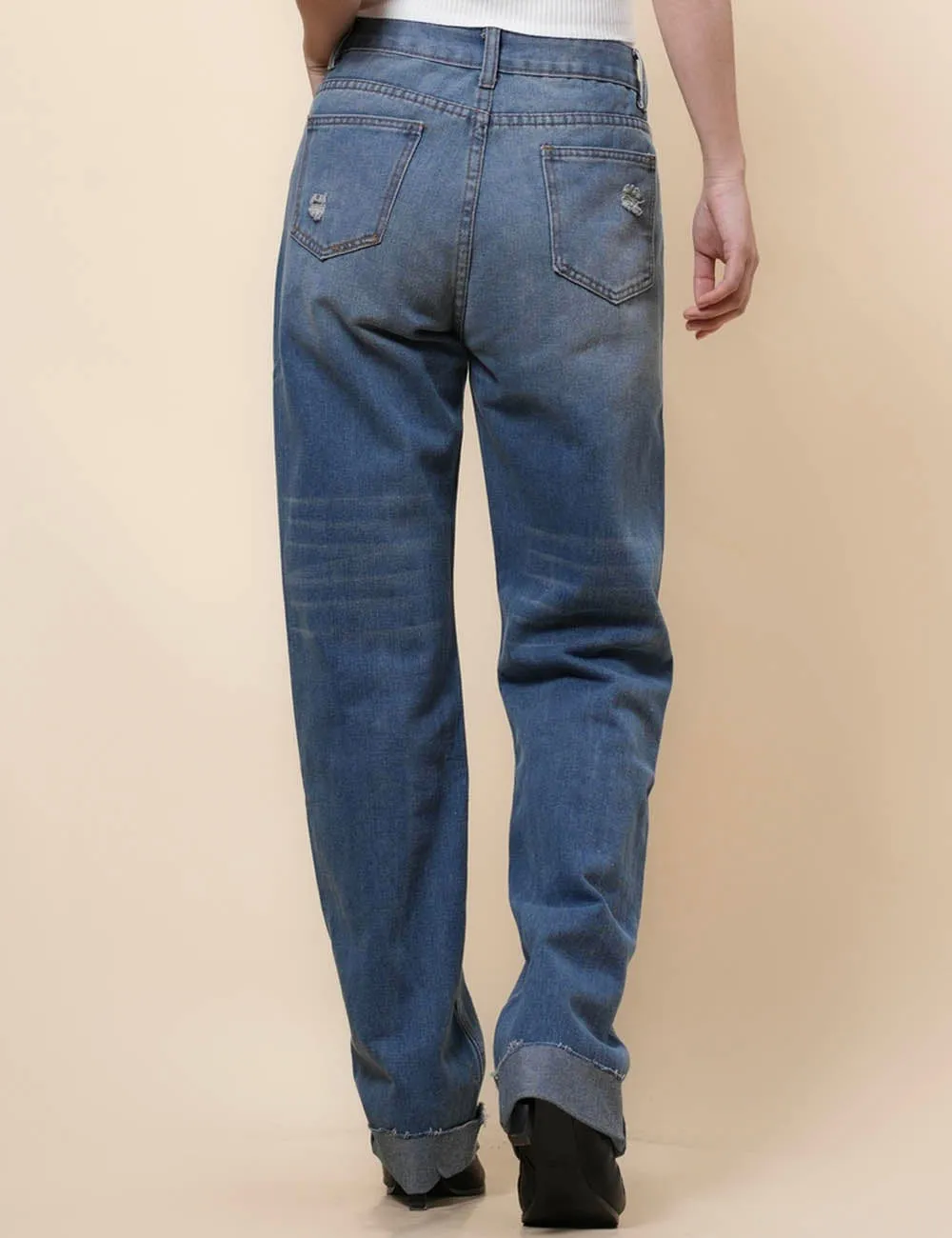 Ladies Mid Rise Jeans Stright Leg Denim Pants SKP41038