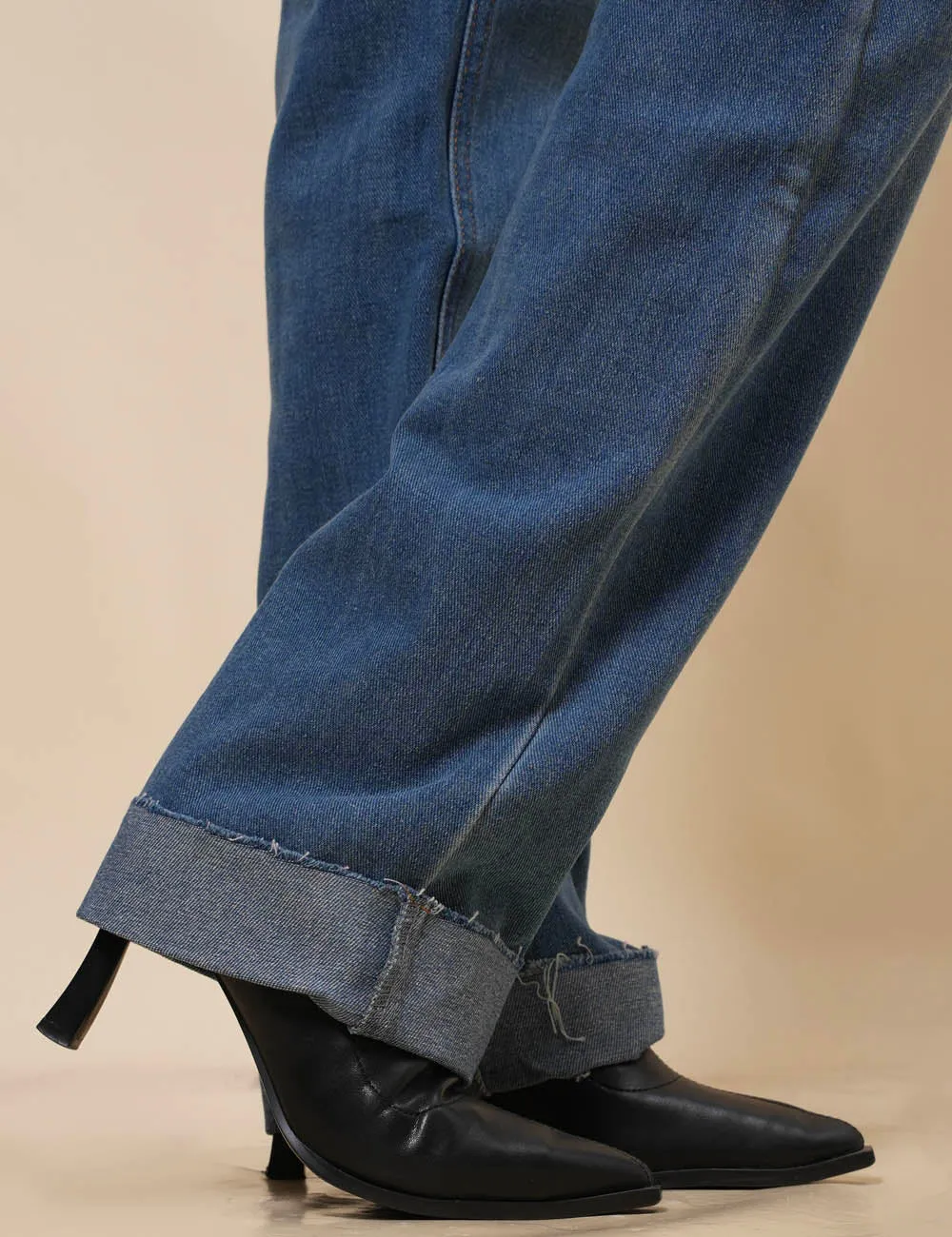 Ladies Mid Rise Jeans Stright Leg Denim Pants SKP41038