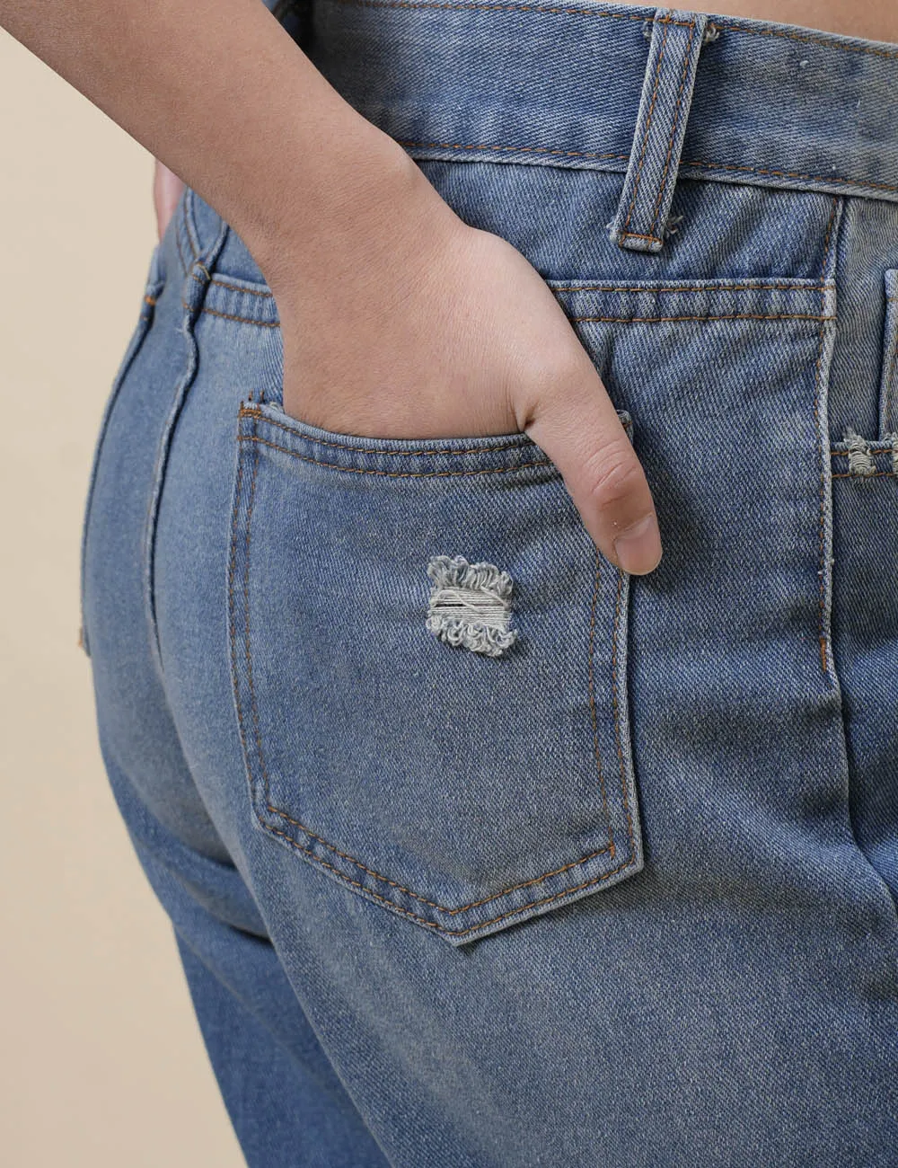 Ladies Mid Rise Jeans Stright Leg Denim Pants SKP41038
