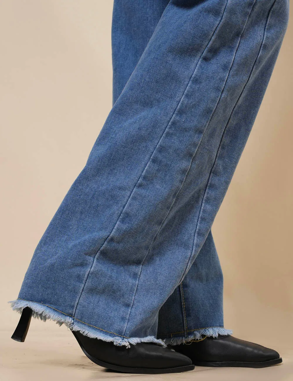 Ladies Mid Rise Jeans Stright Leg Denim Pants SKP41039