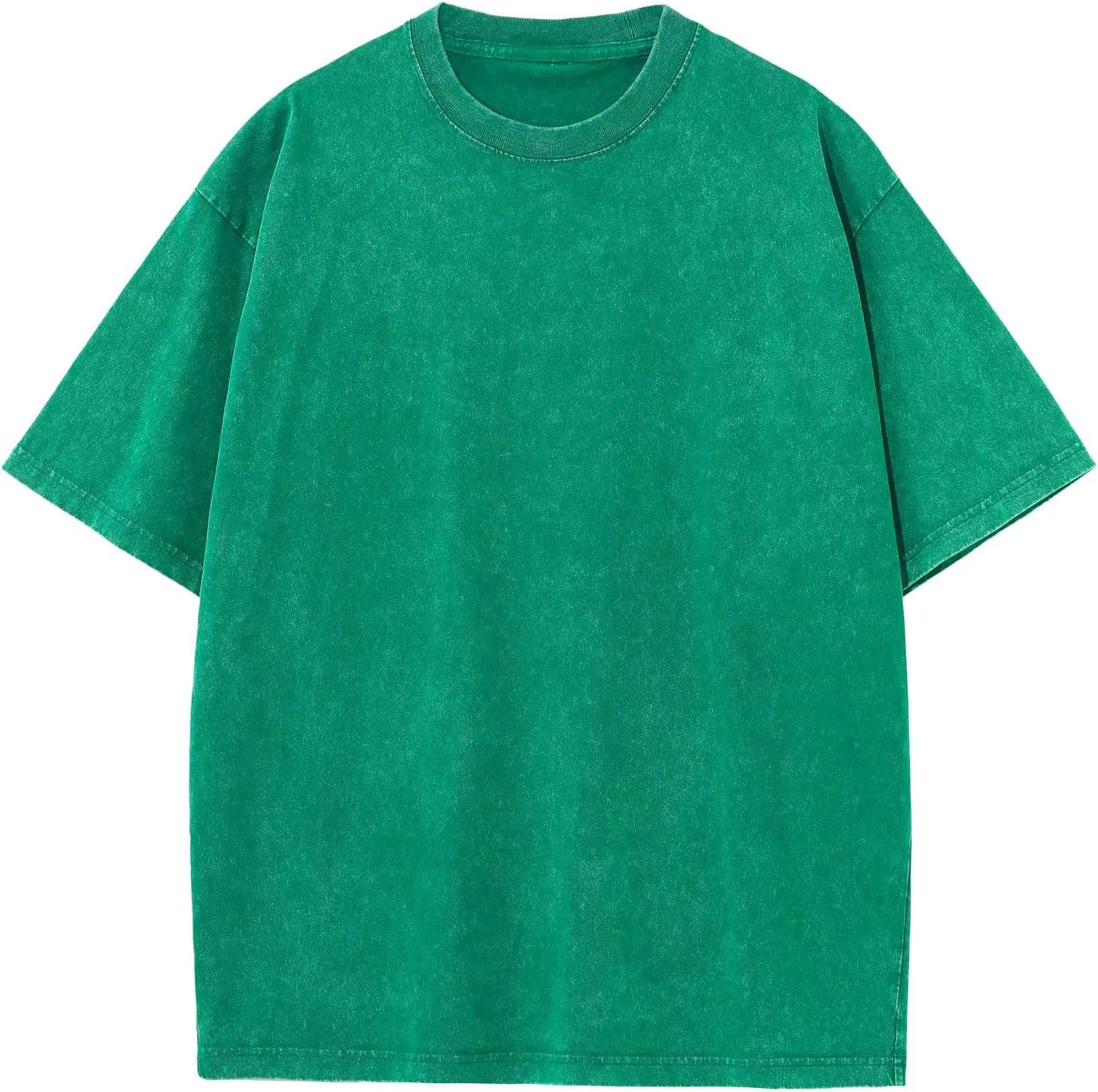 Men's Cotton T-Shirts Oversized Unisex Short Sleeves Casual Loose Wash Solid Basic Tee Tops
