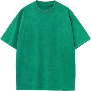 Men's Cotton T-Shirts Oversized Unisex Short Sleeves Casual Loose Wash Solid Basic Tee Tops