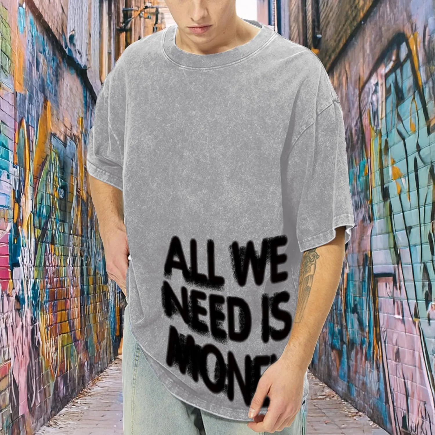 Mens Oversized Graphic Tees Streetwear Baggy Shirts Y2k Vintage Acid Wash Cotton Tshirt Harajuku Grunge Shirt Men