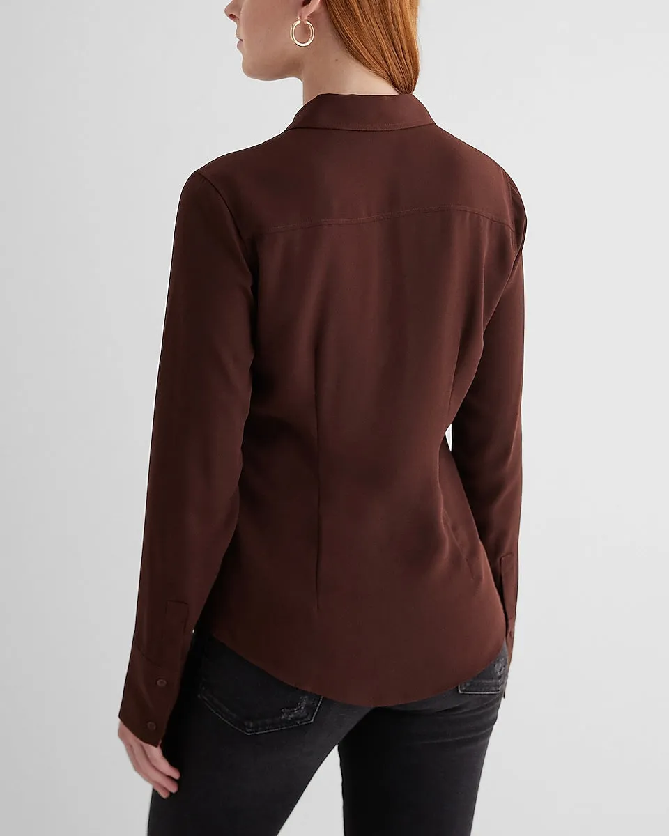 Slim Portofino Shirt in Rich Mocha