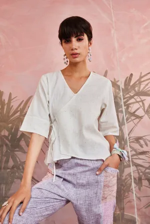 Sprinkled off-white tie-up Top
