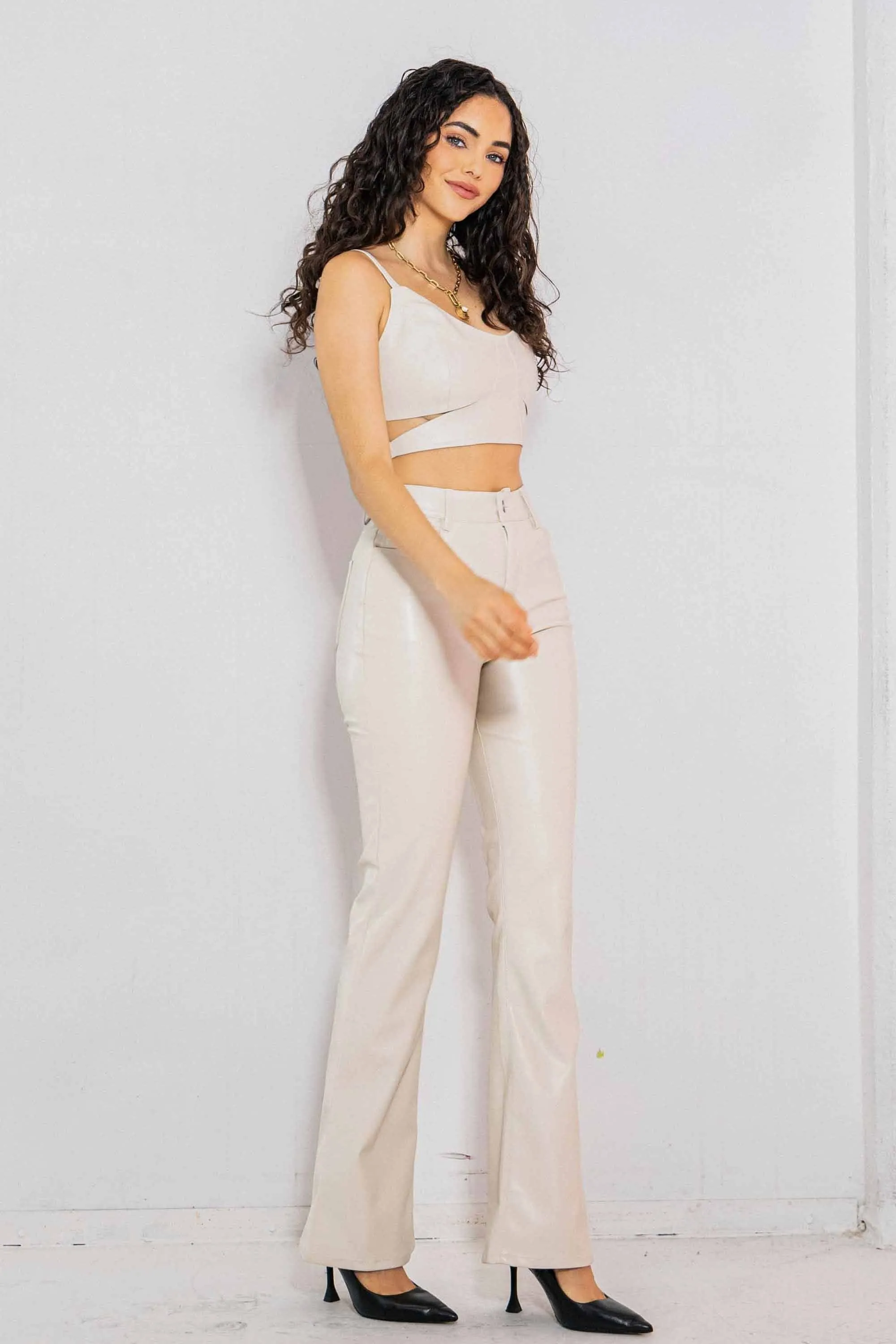 Vegan Leather Bootcut Pants