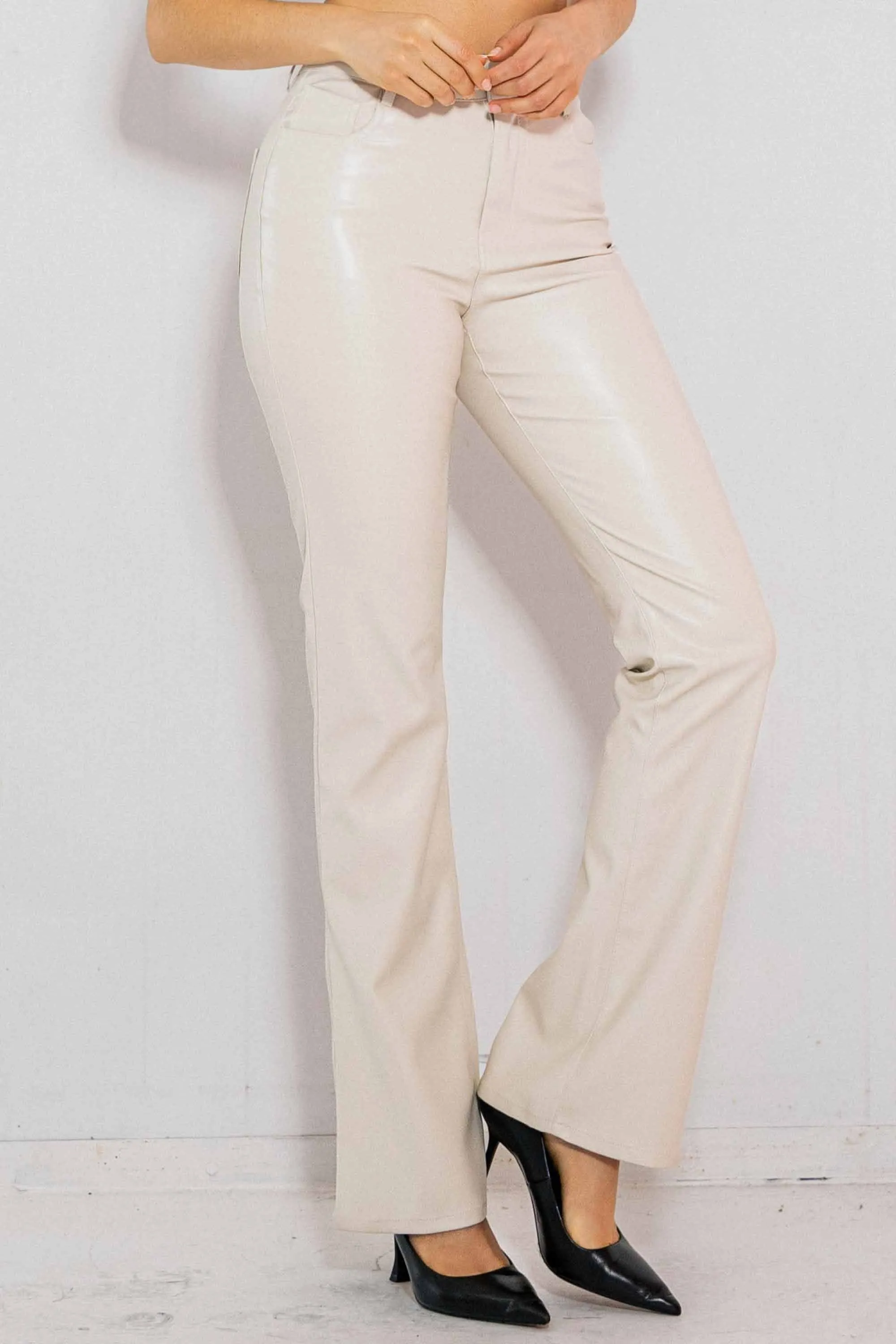 Vegan Leather Bootcut Pants