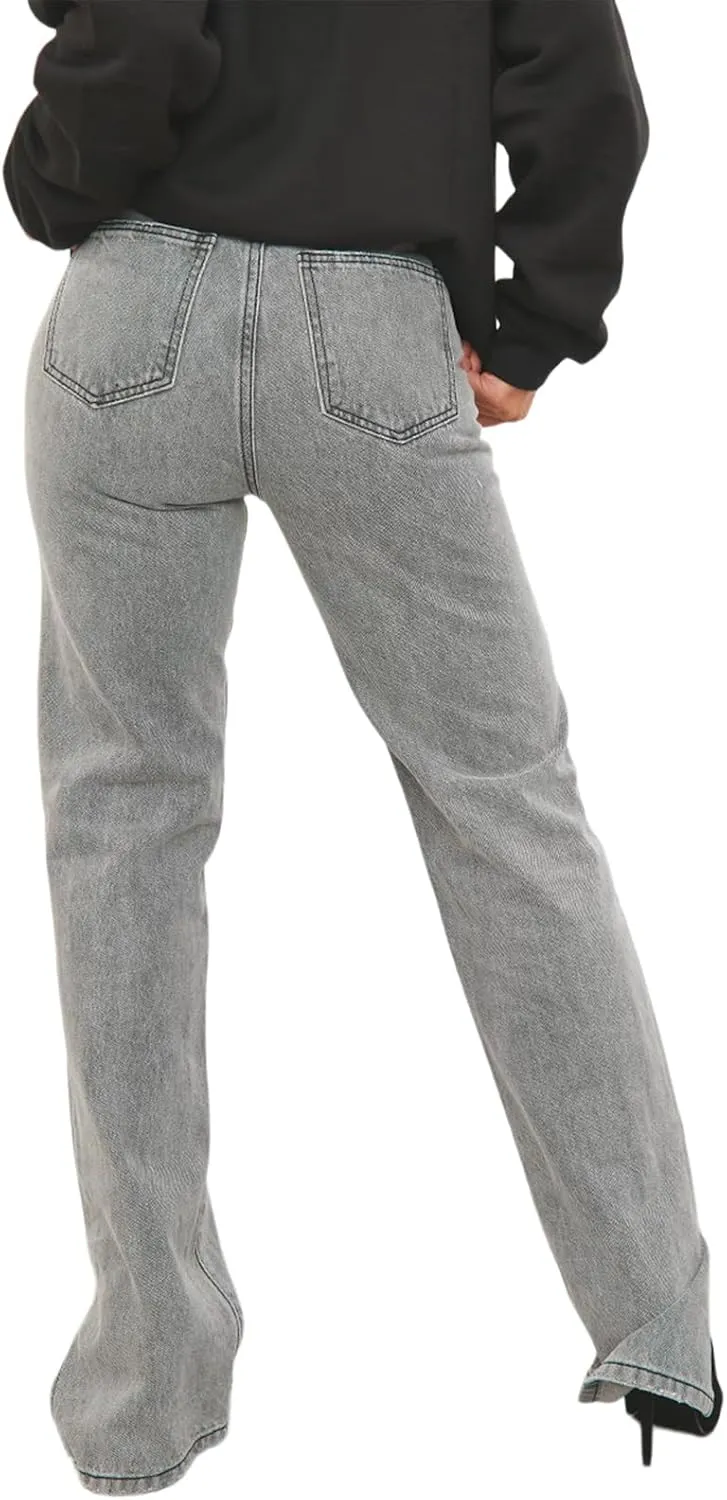 Women's Casual Denim Jeans Skinny Straight Leg High Waist Stretchy Denim Pants